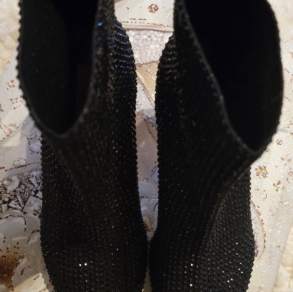 Womens Black Glitter Ankle Boots by BEBE Sz 7.5 NWT - Picture 7 of 7